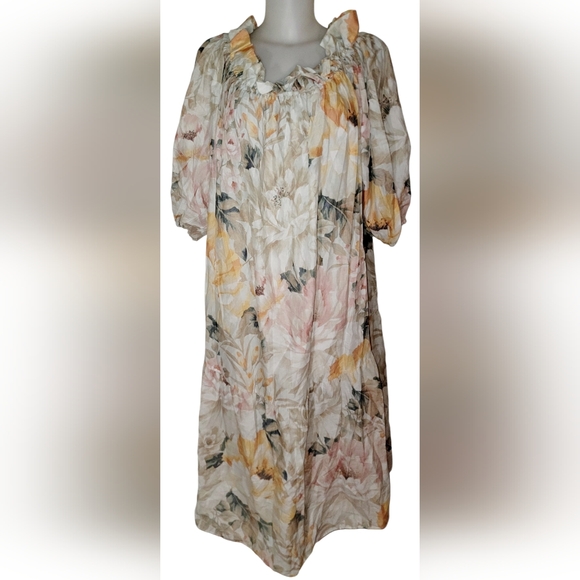 H&M sz L Floral Boho-oversized Lagenlook Off The Shoulder dress BLOGGER SPECIAL - Picture 2 of 5